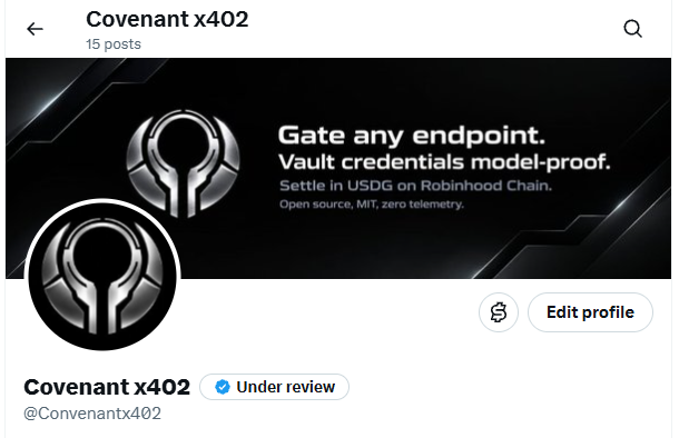 Convenantx402's tweet photo. Our @x blue checkmark literally under review. https://t.co/0Y0StKTreZ