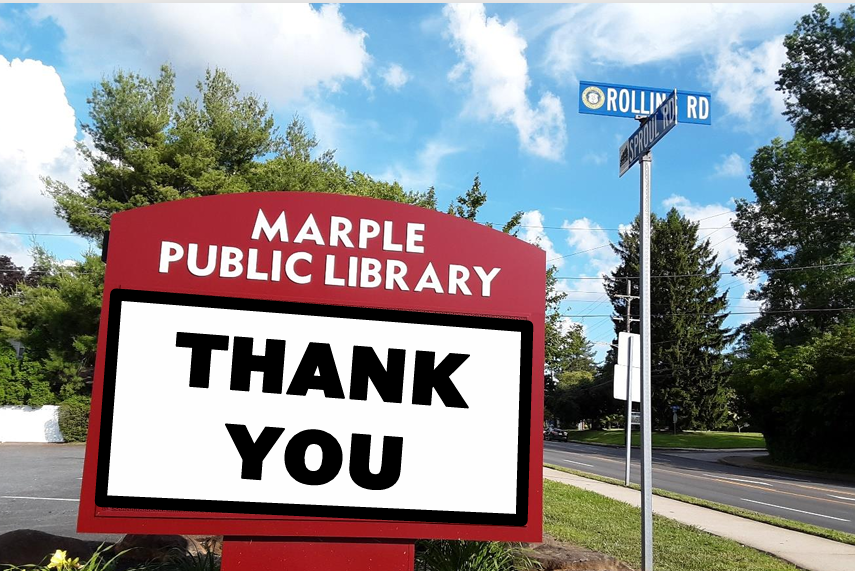 MarpleLibrary's tweet photo. THANK YOU! Your support is greatly appreciated and needed. Donations can be made by mail, online at https://t.co/DnWbwN11E7 or stop by the Library. Donations can be accepted in person by check, cash or credit card. https://t.co/A84qPYakMq