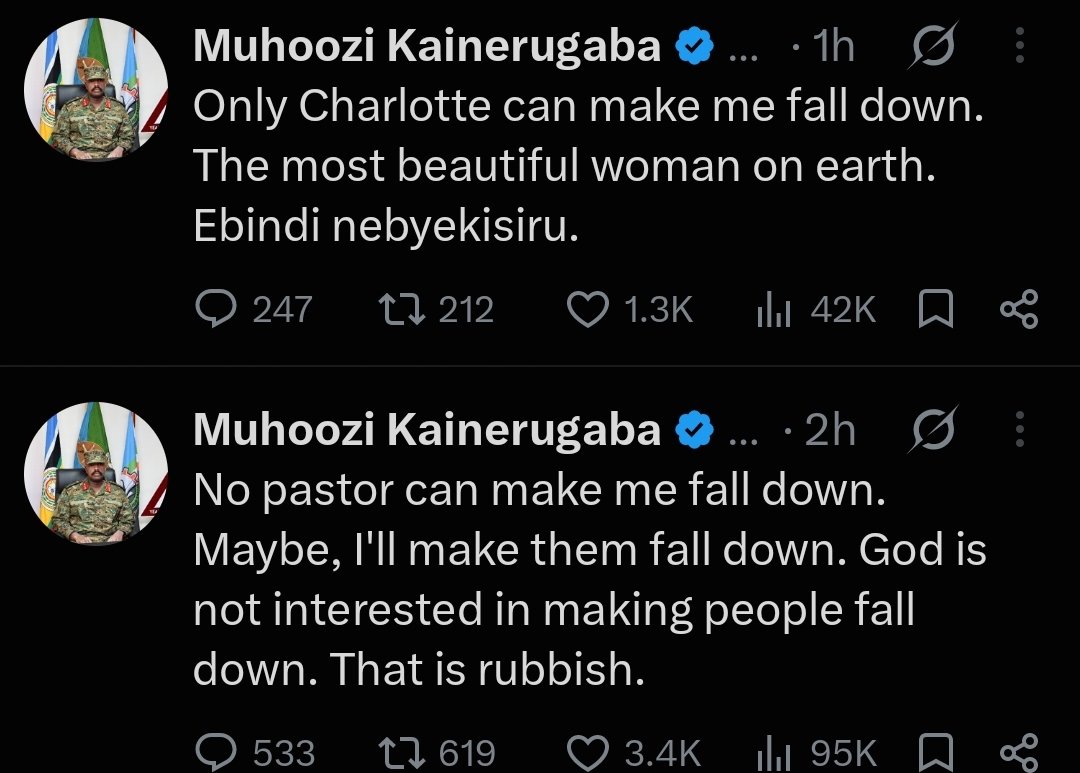 GabrielBuule's tweet photo. If this👇was said by any powerless famous leader/ Person, our spiritual leaders would be cursing that the man has mocked the holly spirit ( Of course the statement undermines the holly spirit) but none of our Pastors/Prophets/Evangelists can call out the "mighty" General. Do you know why? Power in Africa is commanded by the ones thar commands more fear. In a society like Uganda, the fear for basement and guns surpasses anything 😂🙏