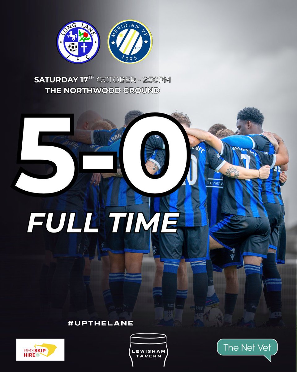 LL1sts's tweet photo. @MeridianFC @KCFL1516 @NonLeagueCrowd @DukeStribbling 90+2' - Full Time!!!

Thats your lot. Long Lane run out 5-0 winners on KCFL Day at The Northwood Ground!!

#LongLaneJFC #StrongerTogether

@KCFL1516  @NonLeagueCrowd

Graphics by @DukeStribbling https://t.co/PtSmkhvL3N