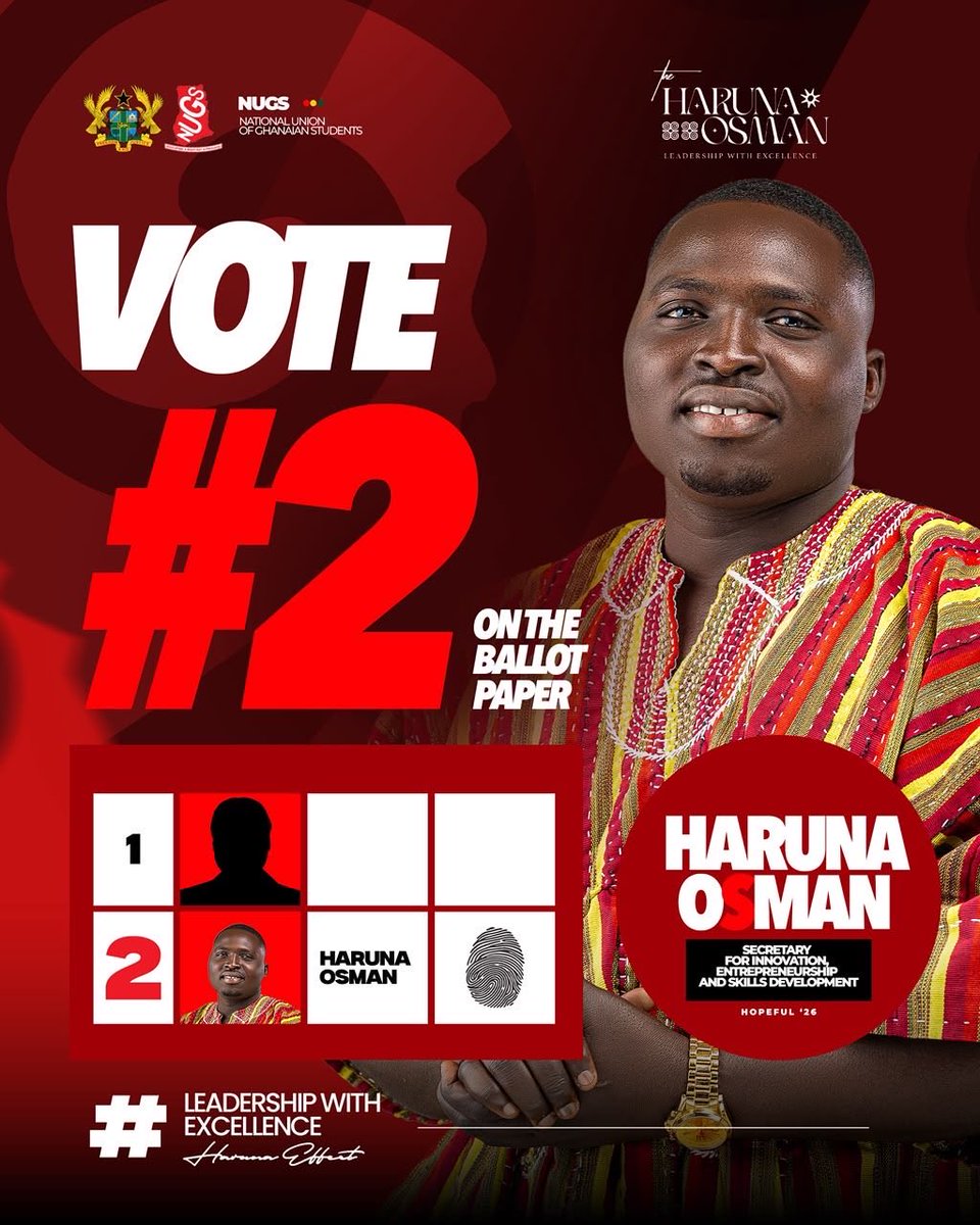 justt_gabby's tweet photo. Leadership demands competence &amp; diligence.Haruna Osman is not here merely to occupy an office,he is here to work for the best interests of Ghanaian students!…Dear Delegates,Vote#2,@HarunaGeneral as the 60th NUGS Secretary for Innovation, Entrepreneurship &amp; Skills Development🇦🇹🔥 https://t.co/kdIhvOKiZ3