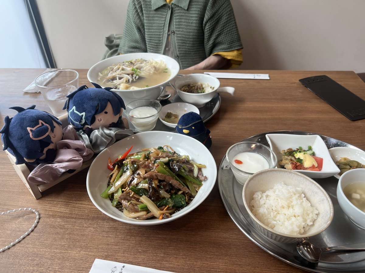 honeybeesqueen's tweet photo. 本日の！
かわいい近侍と美味しいおひる
家族の人リクエストで中華になりました。
デイサービスではラーメン出ないから…とのこと。
お久しぶりの、あのランチでお世話になってた早く出てくる中華屋さんで、海老ワンタン麺のセットと日替わりのオイスターソースの牛肉あんかけ焼きそば。 https://t.co/uHyJoIZ9Le