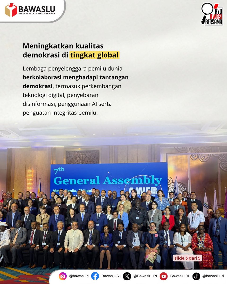 BawasluKendari's tweet photo. Bawaslu terpilih sebagai salah satu Executive Board A-WEB ✨

Apa itu A-WEB dan bagaimana perannya dalam meningkatkan kualitas demokrasi global? Serta bagaimana kontribusi pengalaman pemilu Indonesia?

Yuk, simak unggahan ini dan temukan jawabannya 😉✊🏻

#AWEB
#WorldElection https://t.co/U6UwrVQg8B