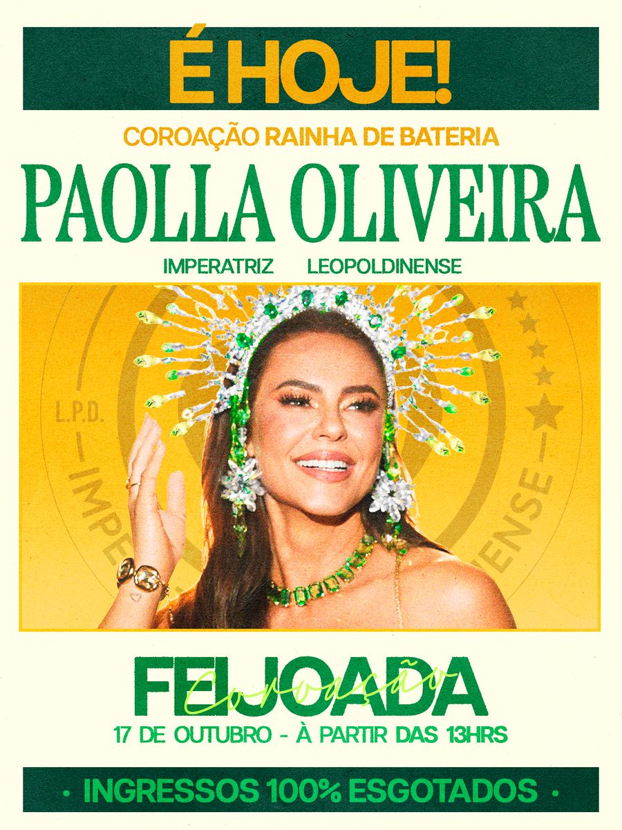 oficialgresil's tweet photo. Hoje é dia de coroarmos nossa Rainha Paolla Oliveira em um sábado pra lá de especial em Ramos✨ Os ingressos estão esgotados e teremos transmissão ao vivo no canal da escola e Rio Carnaval à partir das 16 horas. 

👑✨ https://t.co/cTLJEklCXy