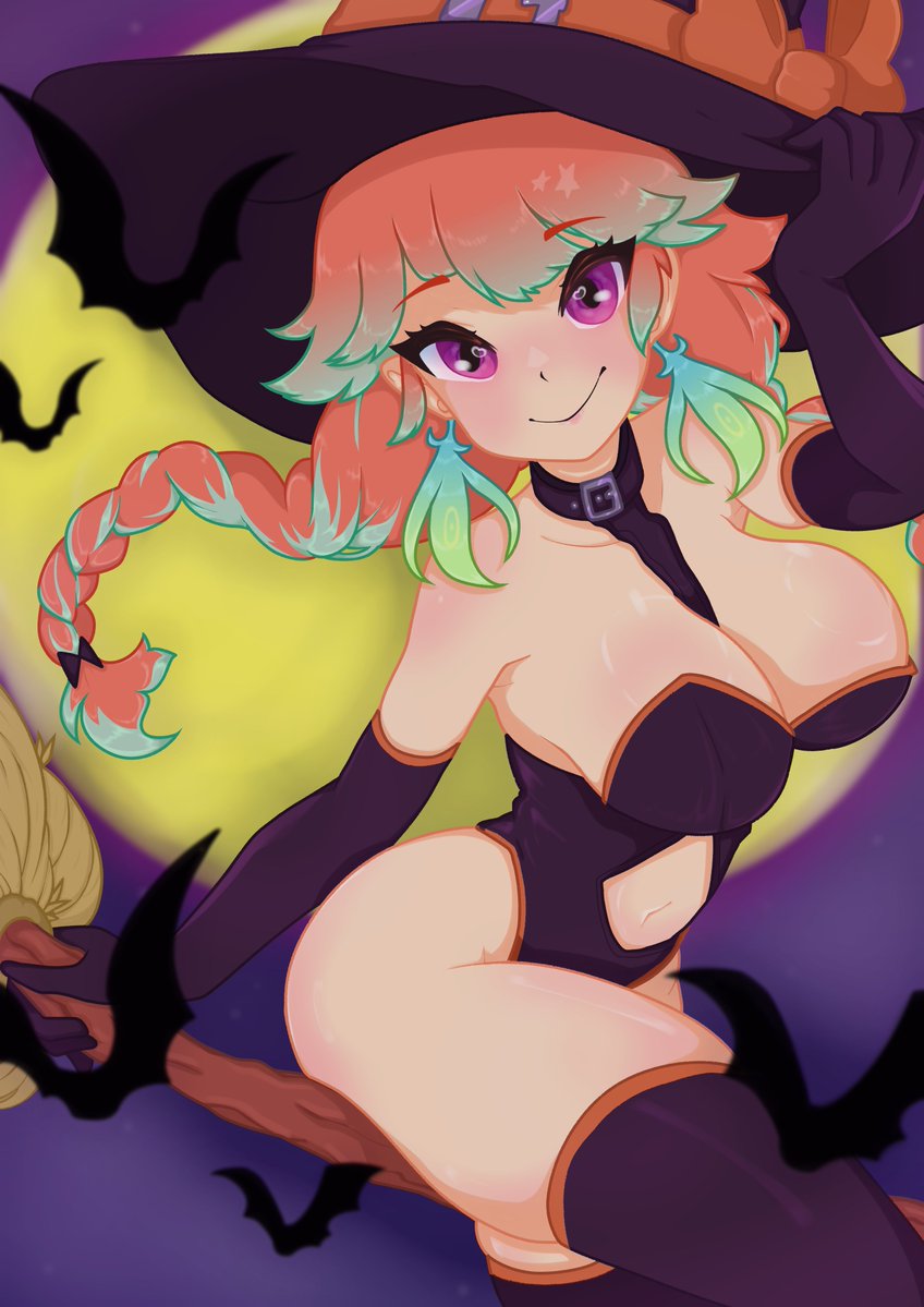 fushide_'s tweet photo. casting a spell on you! 🐔✨🧹 #kfpicasso https://t.co/x77bXkvUja