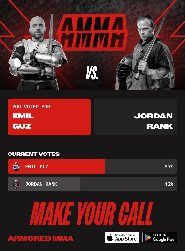 DmytSin's tweet photo. Just picked my champ ⚡️
Download the Armored MMA app and play for free: https://t.co/M7l39it9oP https://t.co/IyswELzxdS