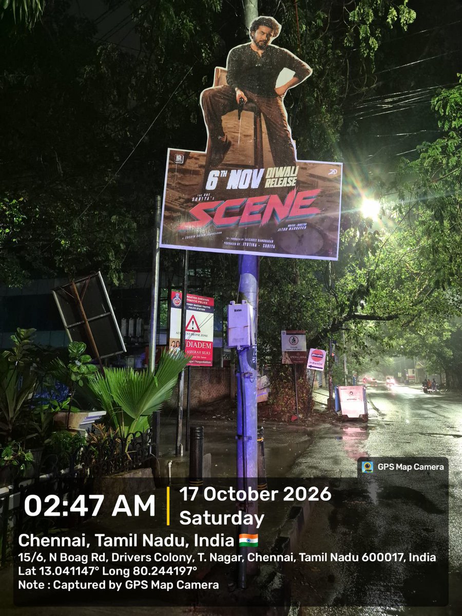SceneTheMovie's tweet photo. #SCENE promotions light up Chennai, Lamp-post cutouts installed across the city! ⚡

#SceneDiwali 🧨 https://t.co/0n6ek5lIe0
