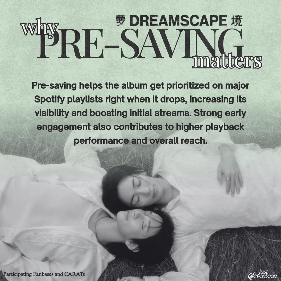 just_svtph's tweet photo. 📣JxJ ‘DREAMSCAPE’ Pre-Save Party Starts Now!
QRT with your pre-save proof, use the hashtags, and invite everyone to join!
JxJ DREAMSCAPE
#PRESAVE_DREAMSCAPE
#JxJ #정한조슈아와함께꾸는꿈
@pledis_17
Pre-Save Link: https://t.co/y4iD7nBGAI
✅Don’t forget to follow Seventeen, Jeonghan, and Joshua’s artist profiles!
✅Check the images to see why every pre-save matters.
Every pre-save brings JxJ closer to reaching new milestones!