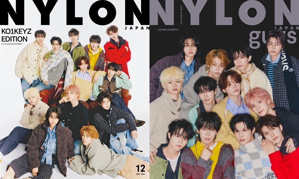 HMV_Japan's tweet photo. #KO1KEYZ がW表紙に登場🎉
『NYLON JAPAN 2026年12月号 KO1KEYZ EDITION』
10/28発売

“ホリデーのお留守番ナイト”をテーマにしたクリスマスファッションストーリーを掲載🎄
ロングインタビュー＆ソロコメントも必見

✅付録
両面ミニフォトカード（12人分）

🛒 https://t.co/fUxOR8tX15

#コイキーズ https://t.co/J7MJAVjino