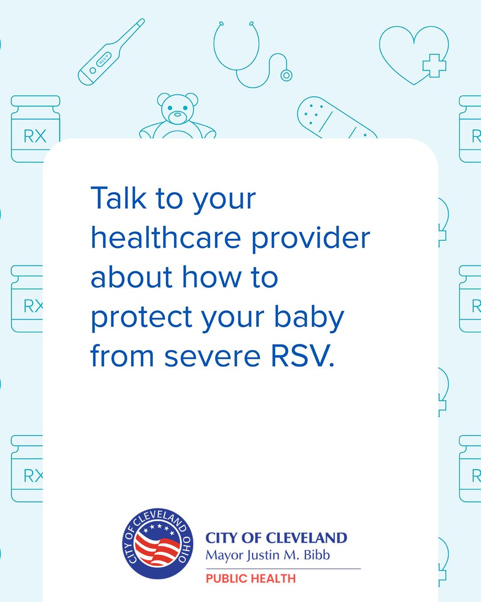 CleDPH's tweet photo. Did you know RSV is the leading cause of hospital stays for babies in their first year? The good news is you can help protect them from severe illness with an RSV immunization. Talk to your healthcare provider about how to protect your baby from severe RSV. https://t.co/uwgT2cWbJ3