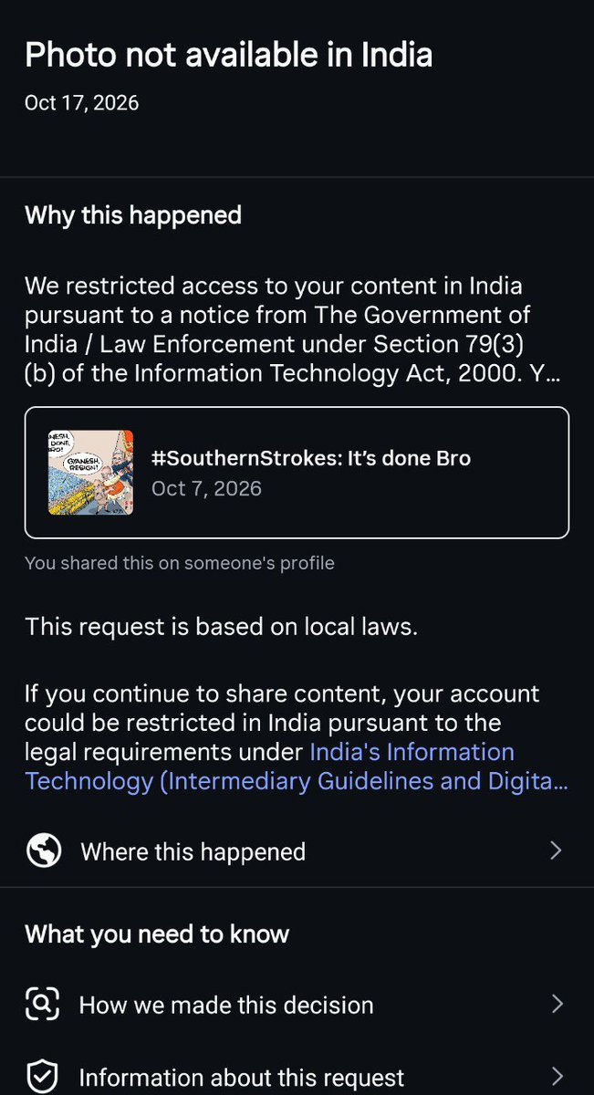 satishacharya's tweet photo. They are at it again!
Blocking cartoons from reaching more Indians!
I wish they had governed our country with this much efficiency! https://t.co/5db44f02oc