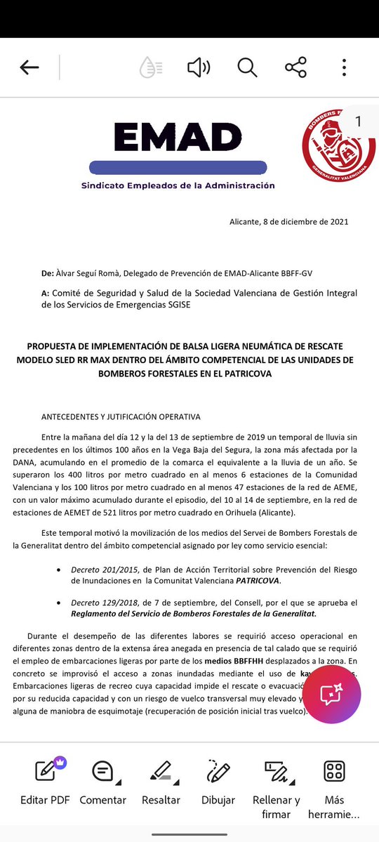 emadinformaCV's tweet photo. @AEMET_Esp Más vale prevenir que lamentar. Llevamos solicitando hace tiempo material de rescate y salvamento para emergencias #Dana https://t.co/dXbmF5jMQ9