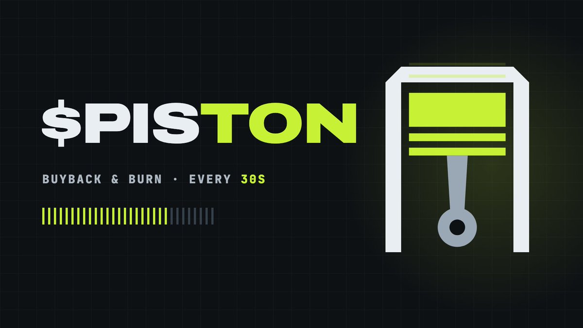 Pistonxyz's tweet photo. $PISTON is live on Pons.

4% tax on every trade. Every 30 seconds the engine claims it, buys $PISTON with 75% and sends it to the dead address. 25% to dev.

No hand on the throttle.

https://t.co/Q1Y6k9bWJd

CA: 0x178fcc8c1529f7dd694e0fcb21f0a92d36404504 https://t.co/LxMmxldu8D