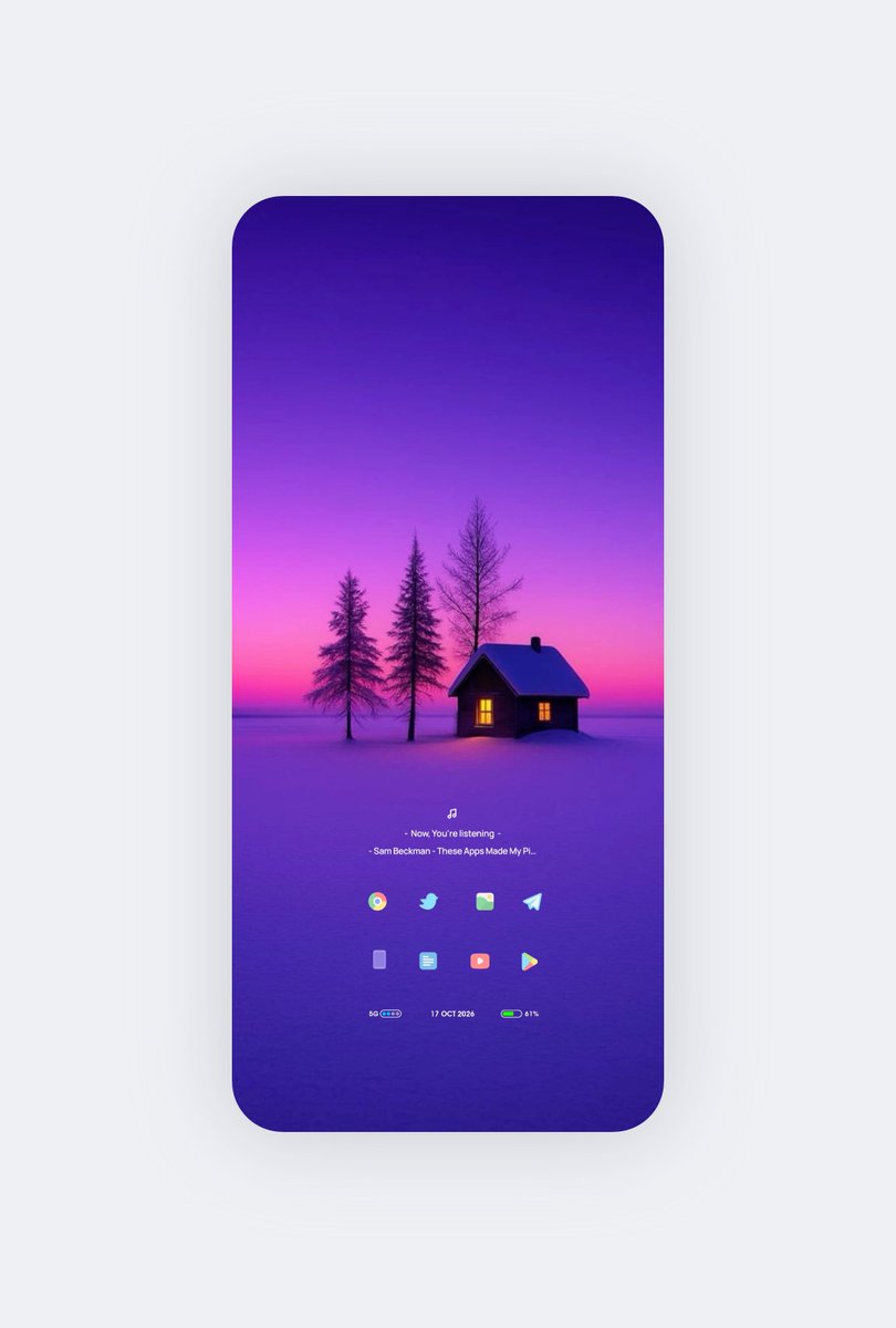 Cstmizd890's tweet photo. ❄️ Nordic Glow 💫

​A clean, light version of the previous setup featuring this beautiful wallpaper ✨

​📲 Setup: Nordic Glow

🎨 Icons: Drops icons by @sam_beckman
🖼️ Wallpaper: @Pinterest
🧩 Widget: Radish KWGT by @asdlordesigns

​#AndroidSetup #Customization #MinimalStyle https://t.co/fEkhSYLQtY