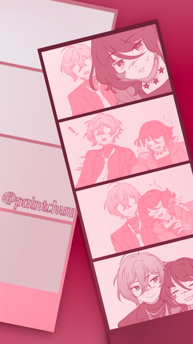 paintchuu's tweet photo. [ !! 夢 | 🦚🎨] yumetober d9 + d10 (photo strip + role swap) 
i'm slowly catching up on the days orz
#tkdbyume #tkdbOC https://t.co/BM6Df8bdlb