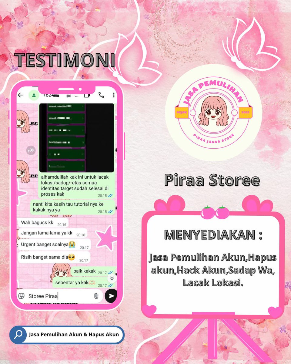 skyzusi's tweet photo. JASA PEMULIHAN AKUN / HAPUS AKUN SOSMED RESMI

💗 JASA LACAK LOKASI
💗 PULIHKAN CHAT WA LAMA
💗 SADAP WA/IG
💗 LACAK HP HILANG BY NO HP / IMEI
💗 JASA UNSUS AKUN/UNSUSPEND
💗JASA HACK/BALIKIN AKUN EMAIL,IG,WA,TWITER/X, FB,TIKTOK,LINE

FAST ORDER KE WAWA DIBIO YA..❗️❗️ https://t.co/5PIjrP8Dmw