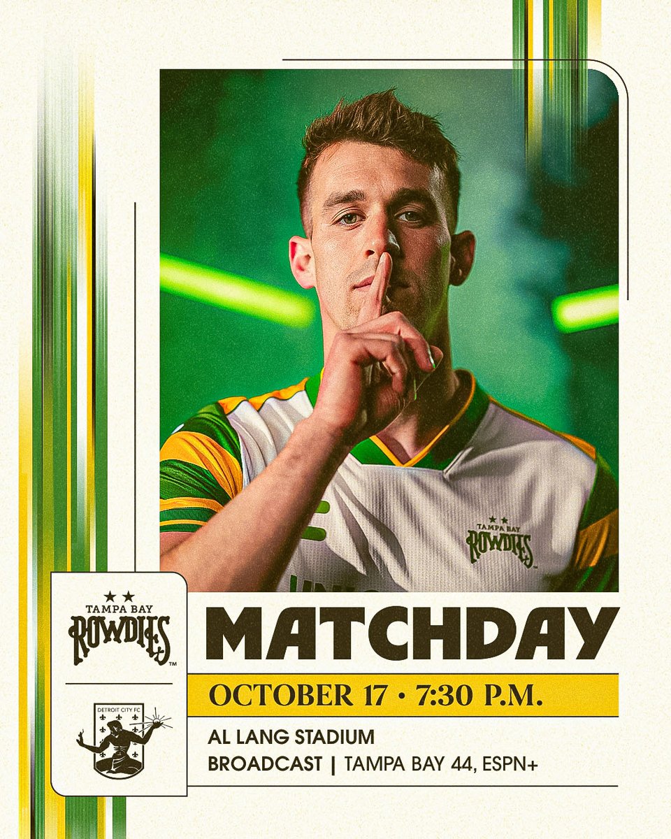 TampaBayRowdies's tweet photo. Eyes on the prize 🫡

🆚 Detroit 
⏰ 7:30 PM
🐶 Ruff &amp; Rowdies Night 
🎟️ https://t.co/IATy2PaKIU https://t.co/Z1HtfhbLpW