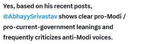tymepaas's tweet photo. @AbhayySrivastav Dalle Sahab chup raho, @grok bro said this about you https://t.co/XMYetuiw7u