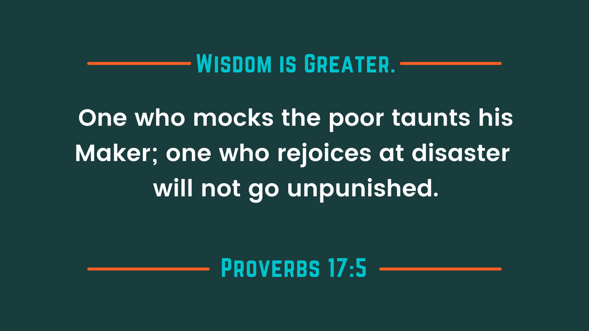 mcdonnelldad's tweet photo. Dad, mocking the poor is mocking God Himself.

Rejoicing when others fall brings judgment.

Let your kids hear you speak about people in hard times with humility and encouragement, not scorn. https://t.co/lLWt379OLY
