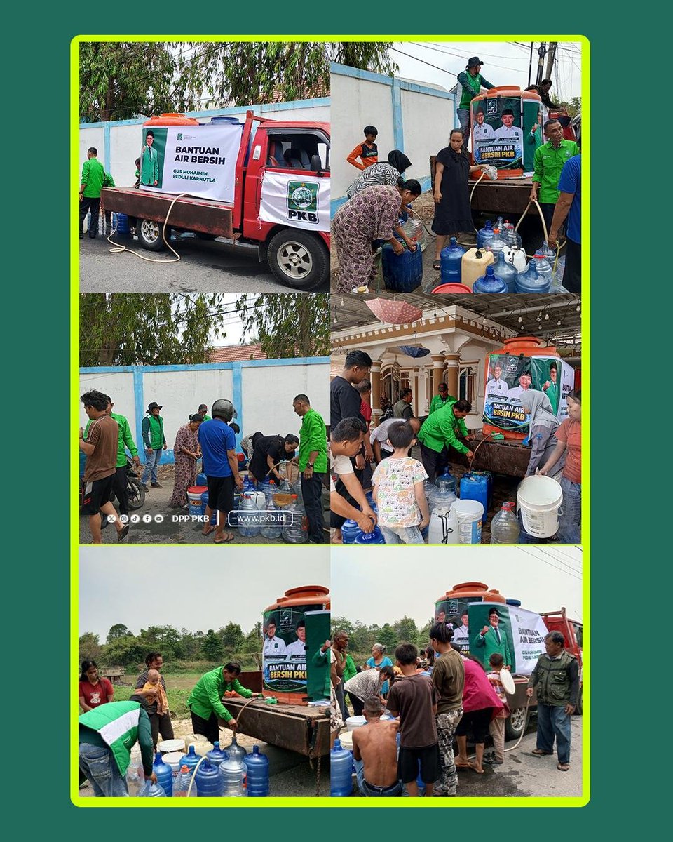 DPP_PKB's tweet photo. Ketika air bersih sulit didapat, kebutuhan sehari-hari warga ikut terdampak. Di tengah situasi karhutla, akses terhadap air bersih menjadi kebutuhan mendesak yang tak bisa diabaikan.

Untuk meringankan beban warga, bantuan 12.000 liter air bersih dari Gus Muhaimin disalurkan kepada masyarakat Ogan Komering Ilir (OKI), Sumatera Selatan.

Sebab, kepedulian bukan hanya tentang hadir saat keadaan baik-baik saja, tetapi juga bergerak ketika masyarakat sedang menghadapi kesulitan. Air mengalir, harapan tetap terjaga.

#PKB