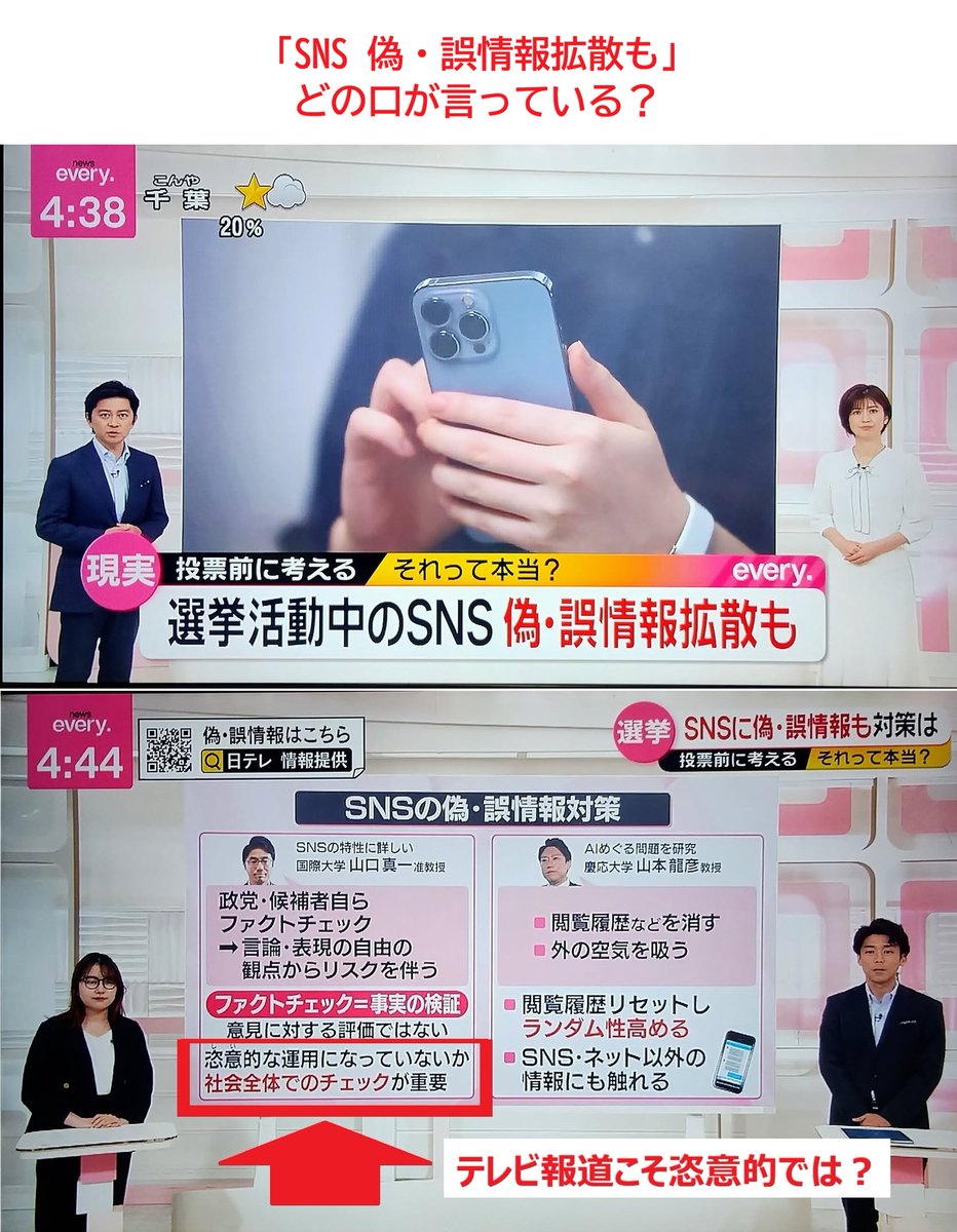 Tsuru3505572592's tweet photo. @crx7601 日テレが「ノーカット」と言いながら
日経のデマがバレたシーンを「こっそりカット」

やはり姑息な手で来ましたね

繰り返し「SNSに偽情報」と流したテレビ局
どの口が言っている？　というレベルの
偽情報常態化がバレたシーンは要保存です https://t.co/vYmg8IAEN3
