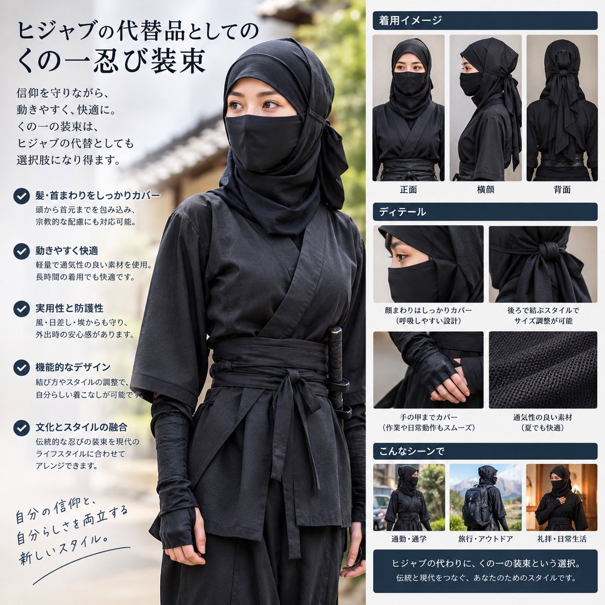 Yotta_V's tweet photo. イスラム系外国人が日本に馴染む方法（見た目だけ）見つけたぞ‼️

私天才かも‼️🥷笑

＃ヒジャブ
＃代替品 https://t.co/h2AhSq8fiH