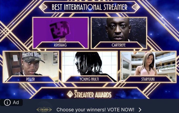 Dele_plug's tweet photo. Peller and Carter Efe have been nominated for Best International Streamer at the Streamer Awards. https://t.co/Qdja4K2Qa5