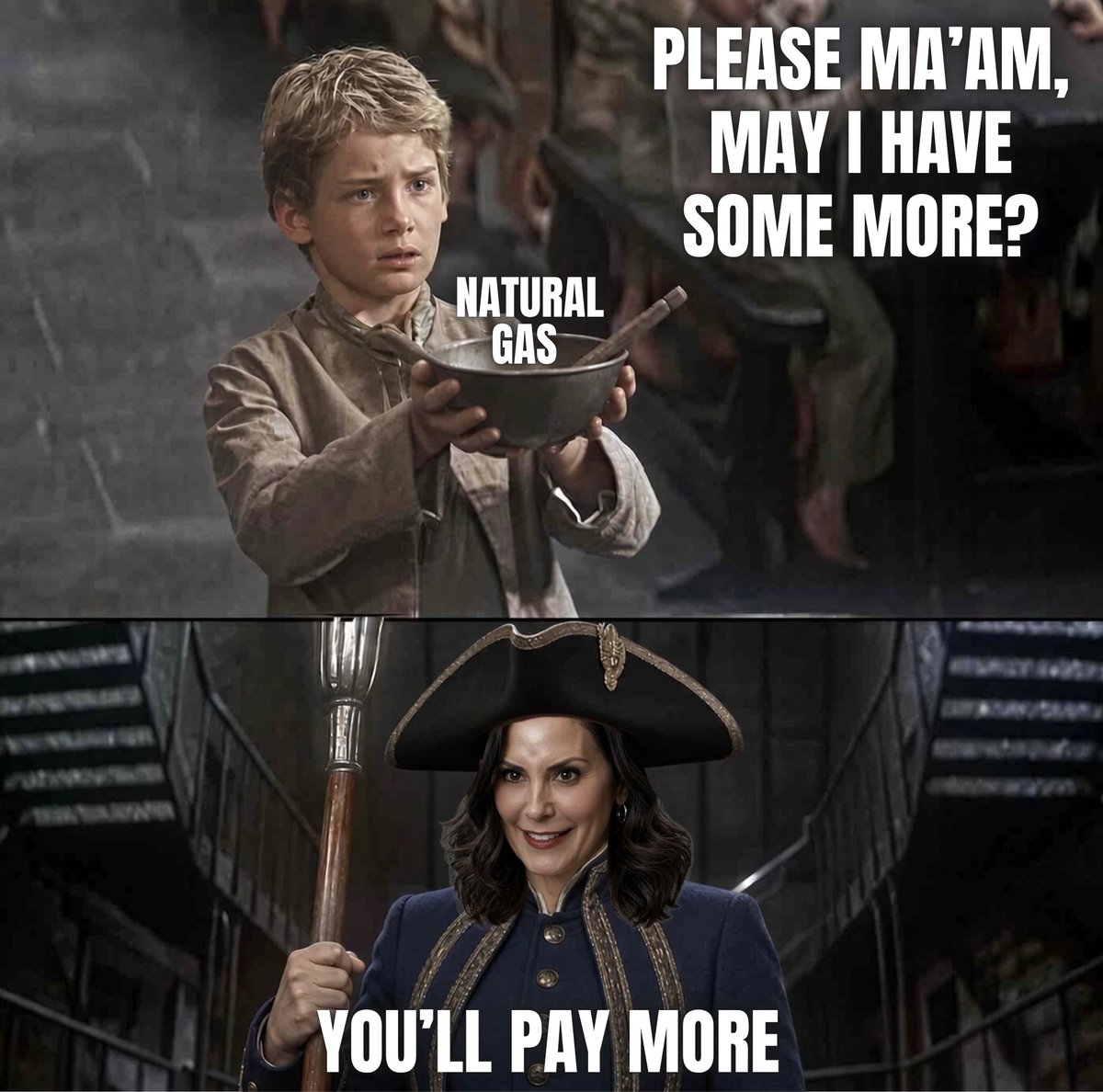 PatriotPostGirl's tweet photo. Governor Whitmer’s MPSC oligarchy just greenlit another $139M Consumers Energy natural gas rate hike—costing customers about $47 more annually—after last year’s increase of $157M. Because nothing says “affordable energy” like annual monopoly price gouging by the same three Whitmer appointees, piling on a cumulative ~50% increase to the regulated delivery charges under the Lansing lefty trifecta legacy. 

https://t.co/YqpAok6fmK
