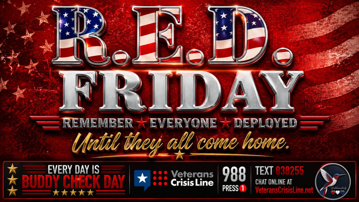 okhomebody's tweet photo. 🔴FRI🇺🇸 Veteran Buddy Checks☑️
Hey y'all- good morning. Today we stand behind those currently serving and beside the Veterans who continue to strengthen our communities every day. Show off that RED, family. I love all y'all! ❤️🤍💙
👊🏼@jawjaboy71  @viking_duane @Bpup501 @GasPasser12 @1KAG007 @bayou_barry🙏 @JeffGodman1 @hrt6017 @DarinArmstrong @SteveSample22 @Jeffberk3 @RetiredUSN_USPS @Viatorc @SGT_Oz @GhostCS569 @Echo_5_Delta @andy_finnigan @Andy_Finn5 @Sarge17157120   @bstovalljr @Geeky_Redneck  👊🏼