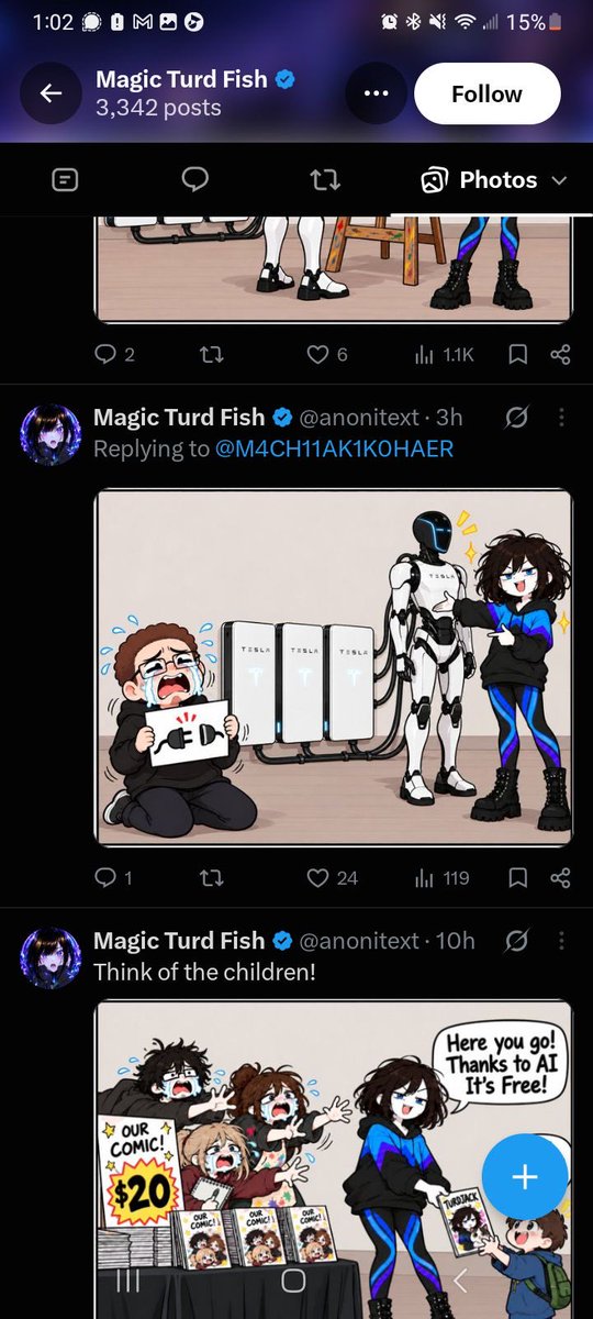 AISlopCallout's tweet photo. AI glazer uses AI slop to harass real artists and people who call them out.

Plus they’re a “content creator” who shits out mean-spirited, gross slop.

Mute &amp; block, do not engage. https://t.co/o7QMwcHr0I