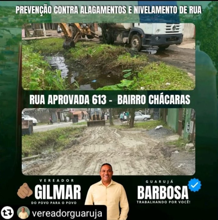uniaobrasil_sp's tweet photo. Mensagem do Vereador por Bertioga Gilmar Barbosa 09/10/26
TRABALHO QUE NÃO PARA NO BAIRRO CHÁCARAS!
Hoje, estivemos na Rua Aprovada 613 a famosa Estrada um, no bairro Chácaras, realizando o nivelamento da via e também os serviços de prevenção contra as chuvas e alagamentos https://t.co/9w8urhGPzj