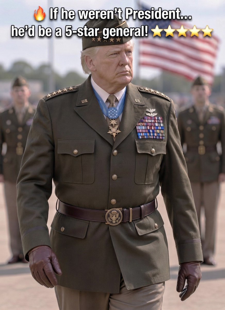 Liamt6aj's tweet photo. 🔥 If he weren’t President… he’d be a 5-star general! ⭐⭐⭐⭐⭐

What do you think of this alternate timeline? Drop your thoughts below! 👇 https://t.co/9lUKtuAo2d
