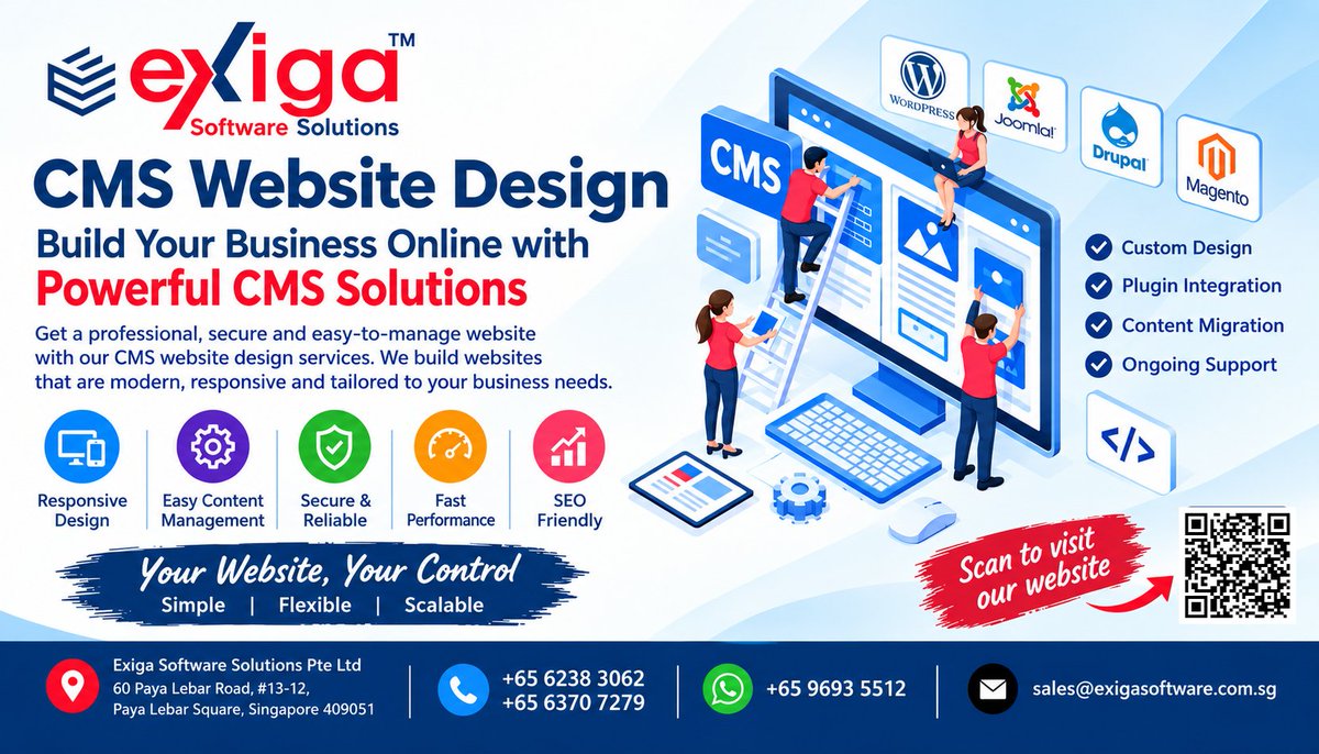 ExigaSoftware's tweet photo. Need a modern website for your business?
Exiga Software Solutions offers CMS website design, responsive layouts, custom development and SEO-friendly solutions.
 📍60 Paya Lebar Road, #13-12, Paya Lebar Square, Singapore 409051
 https://t.co/tMc694rQux 
  https://t.co/nSliCo47xw https://t.co/1ZFpzr3eEp
