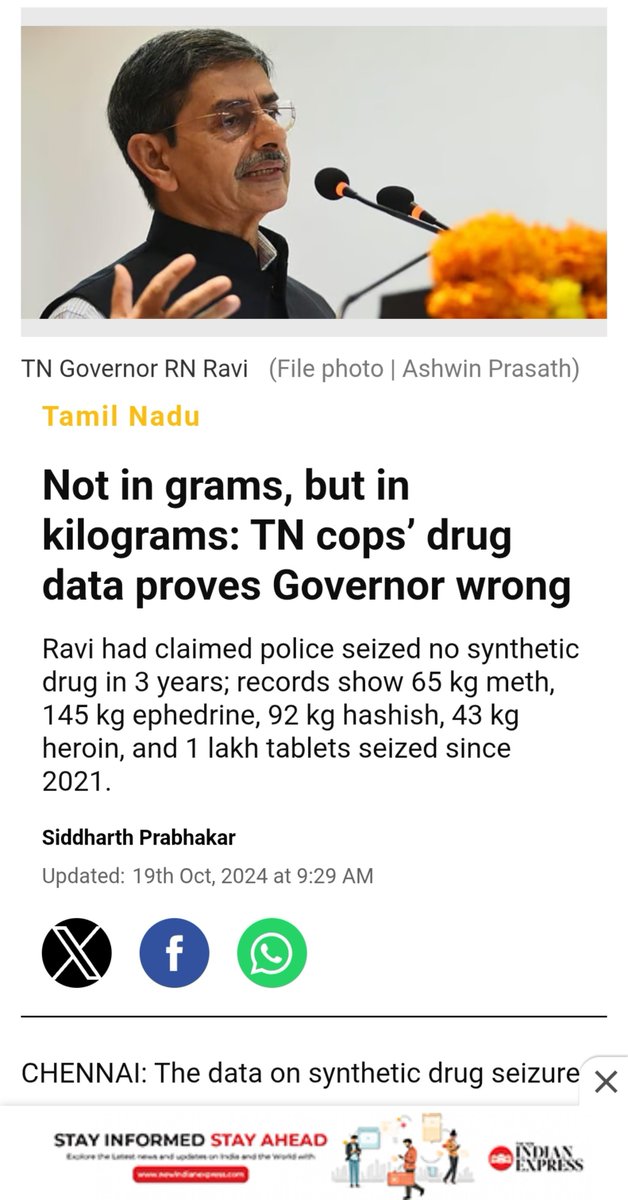 Sidprabhakar7's tweet photo. DMK trolls trying to "attack" me, you need to do better.
In 2024, when your govt was in power, I fact-checked the then TN governor when he said that no synthetic drugs had been seized by TN police.
Your IT wing, mothership channel had reposted/repurposed it with great vigor
Link: https://t.co/9bTPo2o3x2