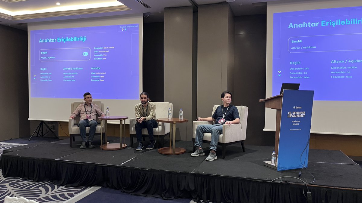 devnot_'s tweet photo. 📱 Mobile Track'te erişilebilirlik zamanı!
🎤 Panel: Erişilebilir Ama Nasıl? — Herkes İçin Kullanılabilir Mobil Uygulamalar Geliştirmek
👥 Atakan Nalbant 👥 Salih Atefi 👥 Utku Demiryakan

#devnotsummit26 https://t.co/VAkRVPEaz1