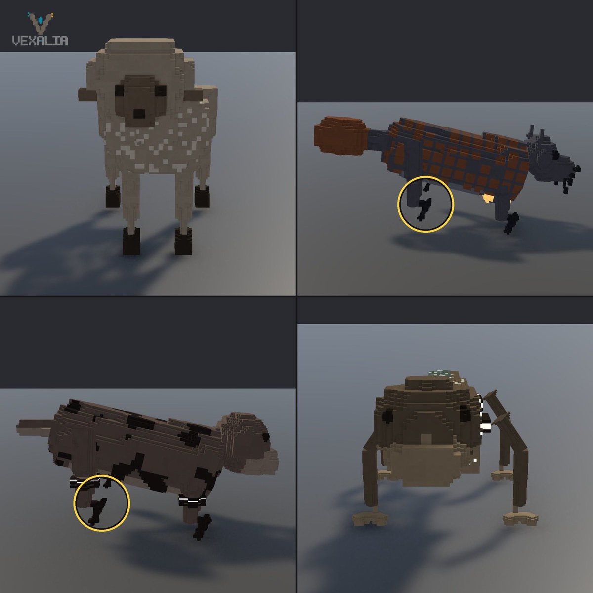 Baltasomnia's tweet photo. After a week of working on Vex heads and legs, I went looking for the ones that still refuse to cooperate. 😅
Feet floating above the ground, heads that don’t quite line up… I’ve still got work to do!
#ScreenshotSaturday #gamedev #voxelart https://t.co/BeXOtvYCaw
