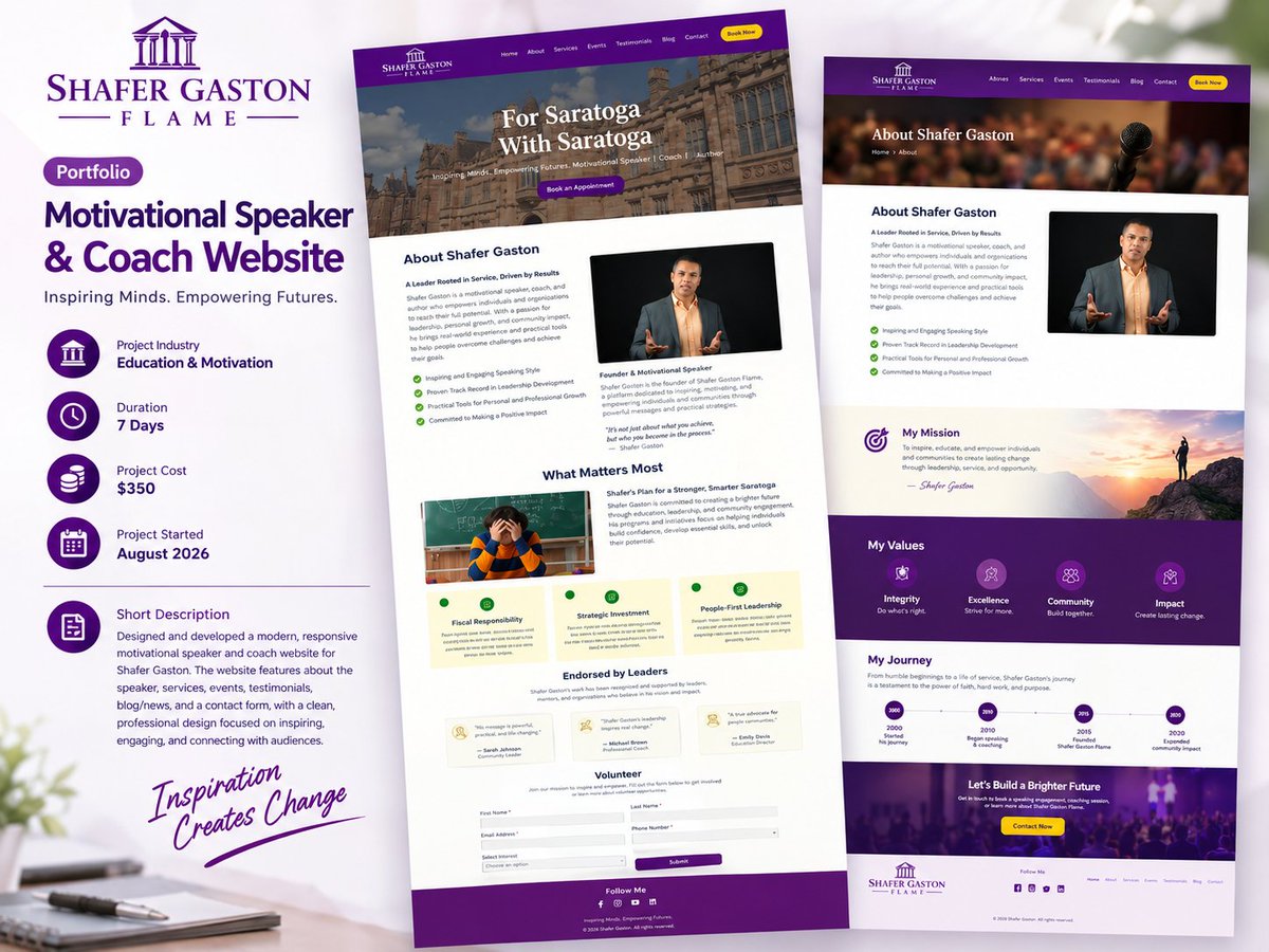 kawsarMaruf12's tweet photo. 🚀 Portfolio Showcase: Shafer Gaston Flame

A modern, responsive website for a motivational speaker and coach, featuring a professional design, testimonials, events, and contact forms.

Need a professional WordPress website? Let's connect!

#WordPress #WordPressDeveloper https://t.co/2svtAo1Xen