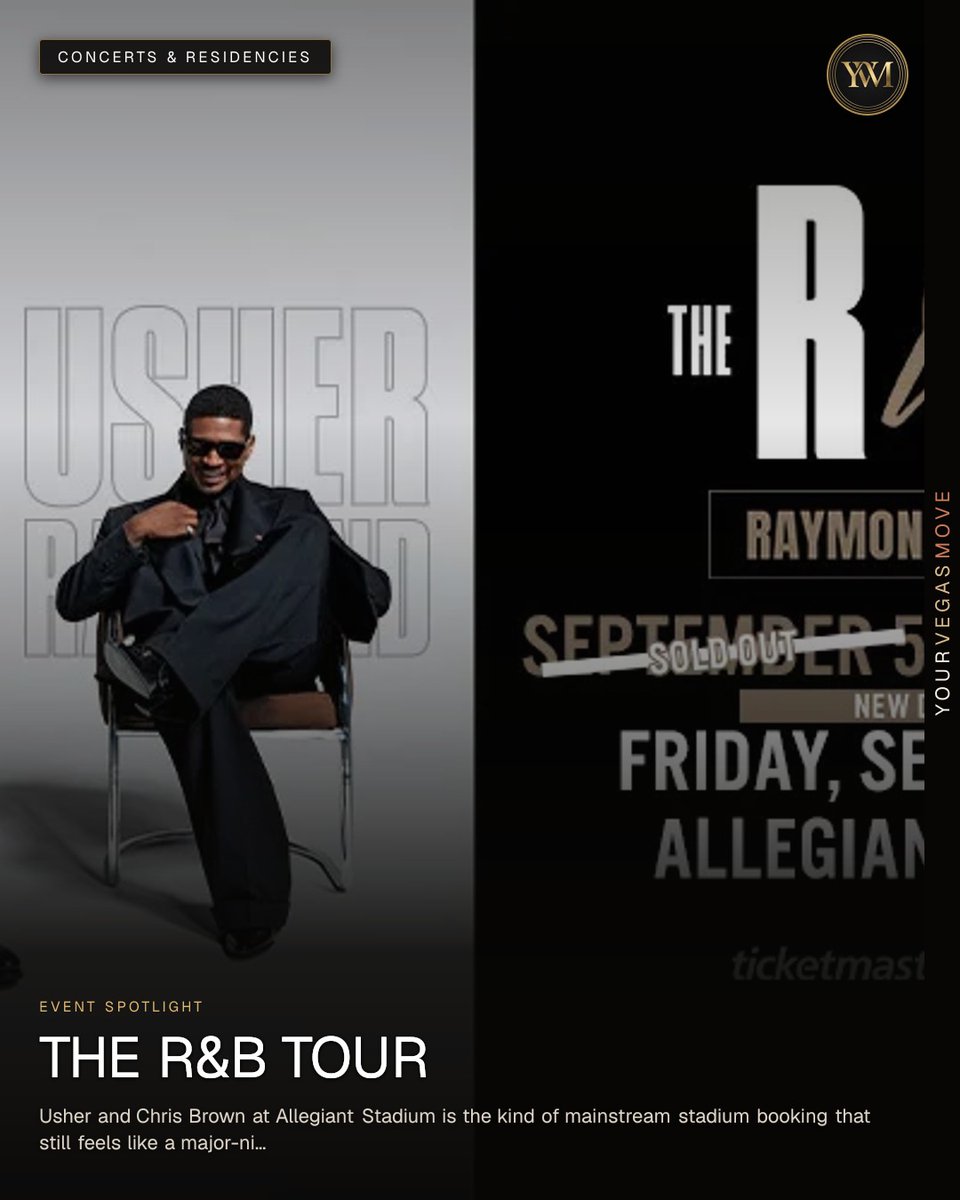 YourVegasMove's tweet photo. Usher and Chris Brown bring The R&amp;B Tour to Allegiant Stadium for a polished, high-energy night that feels built for a major Vegas outing.

#YVM #YourVegasMove #AllegiantStadium #Usher #ChrisBrown

https://t.co/N1L3y8tfpp https://t.co/rCWzlcaqD1