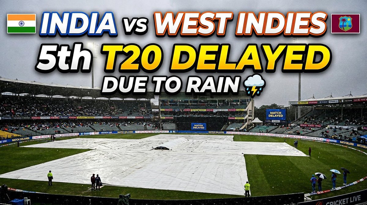 gulghani's tweet photo. Series Decider 5th T20 match between India and West Indies delayed due to rain. #indvswi #odiseries https://t.co/7FuJ9SH4tP