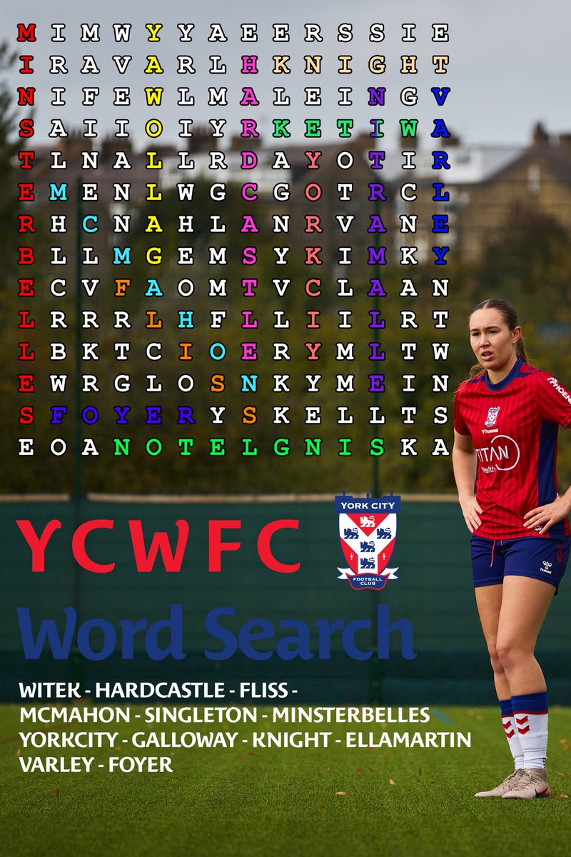 YorkCityLadies's tweet photo. π Can you find all the words?
#YCWFC #Minsterbelles https://t.co/SBsJZ1fsGA