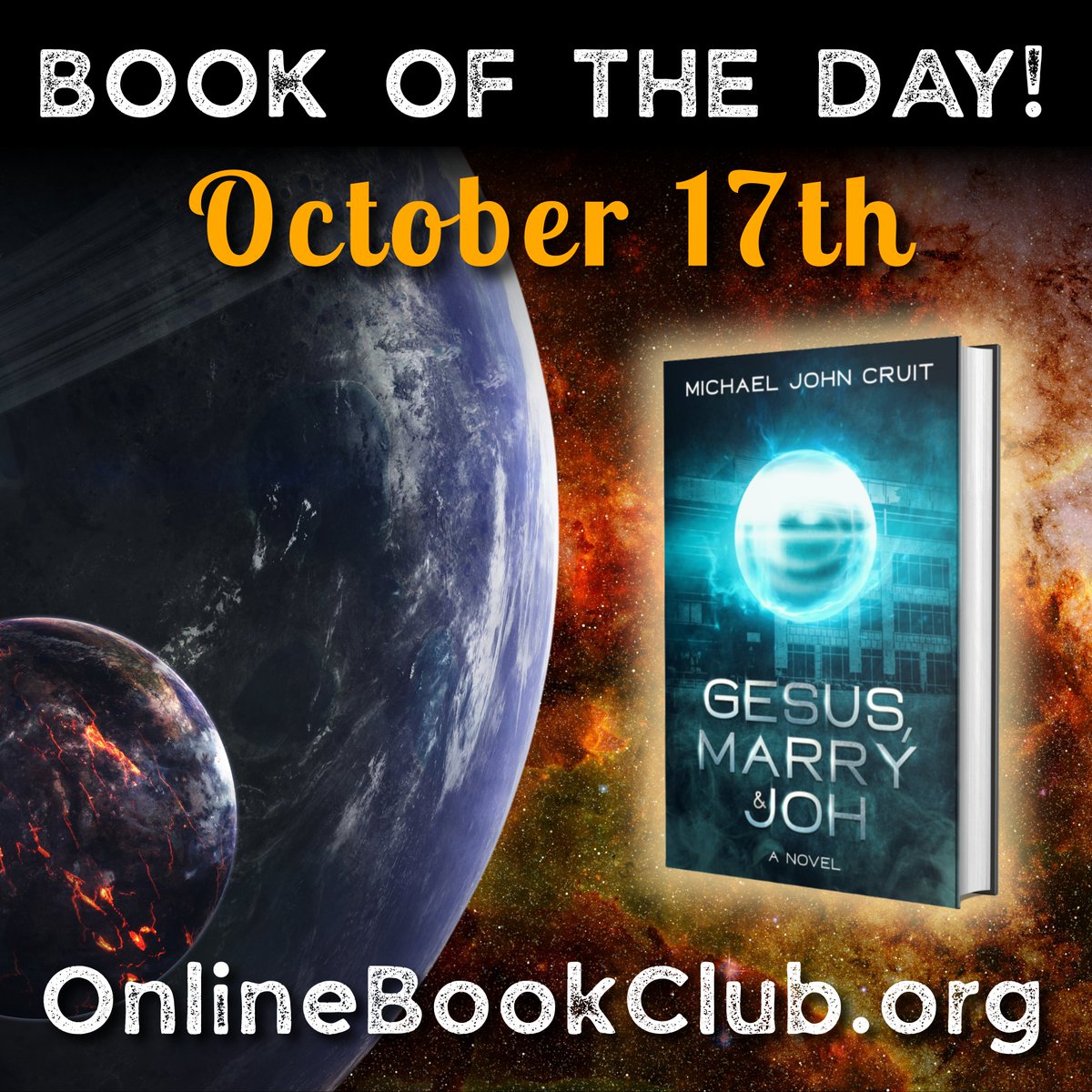 TwBookClub's tweet photo. Book of the Day, October 17th – Sci-Fi/Fantasy, Rated 5 Stars

Temporarily FREE on @Amazon Kindle! Get your copy below:

https://t.co/5wwjk2IY2u

Gesus, Marry & Joh: A Novel by Michael John Cruit

Follow the author: @rainforest69209