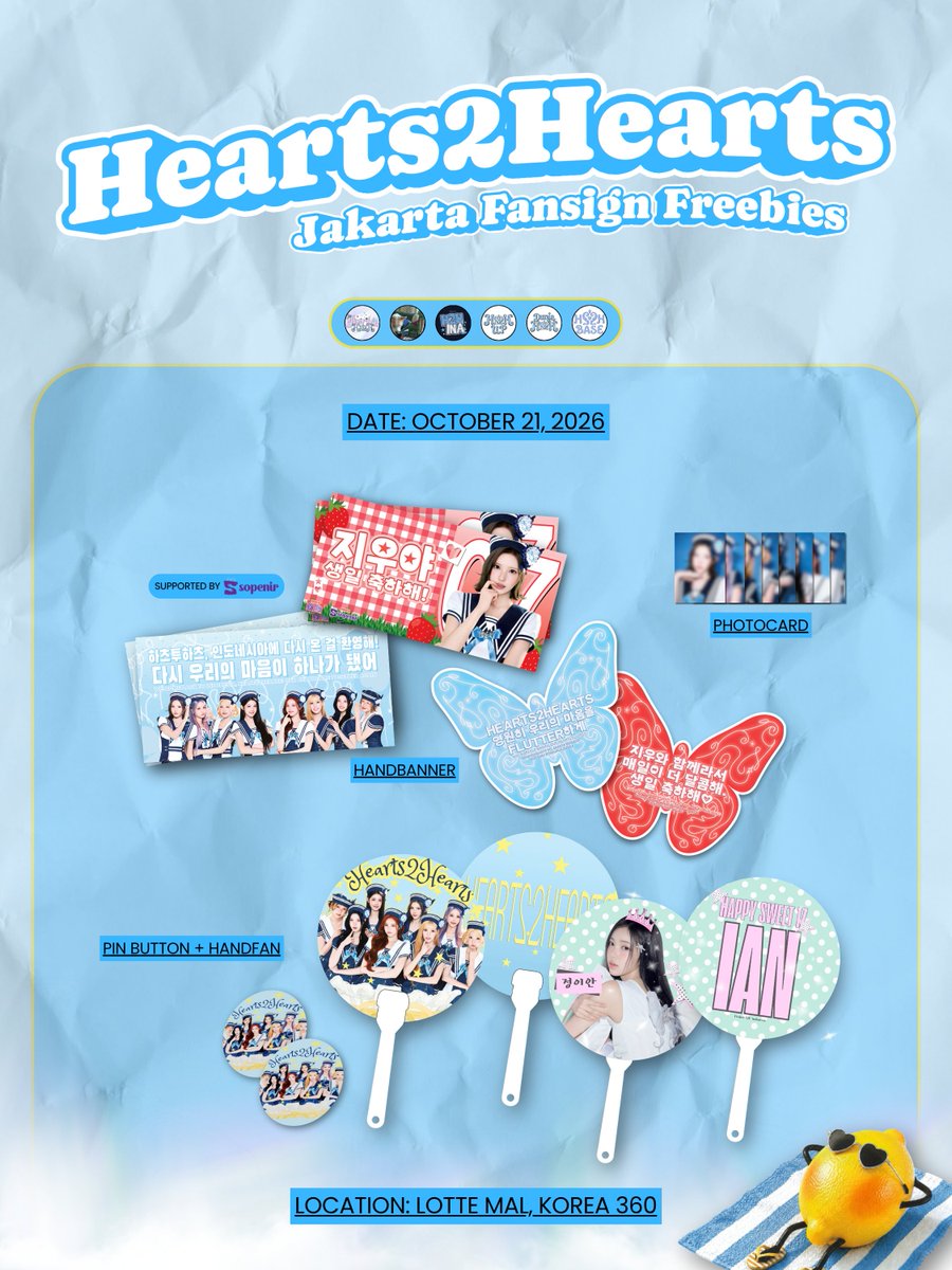 H2H_INA's tweet photo. 🩵 HEARTS2HEARTS JAKARTA FANSIGN PROJECT 💛

Our hearts are together again! 🩵

To celebrate Hearts2Hearts’ upcoming Jakarta fansign, we’re preparing something special for all S2Us! Join us for our Freebies & Photo Frame Event and make more beautiful memories with Hearts2Hearts.

Let’s make this moment even more memorable and fill Jakarta with love for our girls! 🩵

📍 Lotte Mall Jakarta
🎁 Freebies Project
📸 Photo Frame Event

We can’t wait to meet you, S2Us! Let’s make our hearts flutter together! 💫

#Hearts2Hearts #하츠투하츠