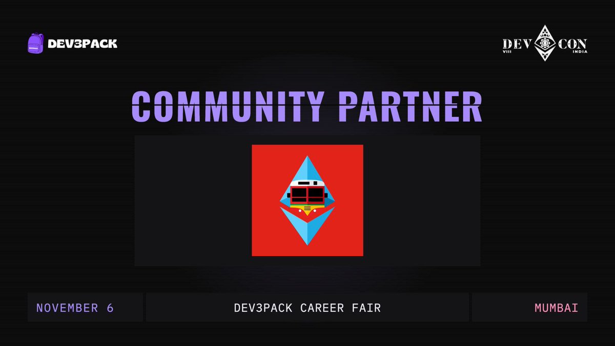 dev3pack_india's tweet photo. Glad to announce that @ethmumbai is joining us for the Career Fair!

Because talent grows with community🫶🏻 https://t.co/0tw5HY56YY