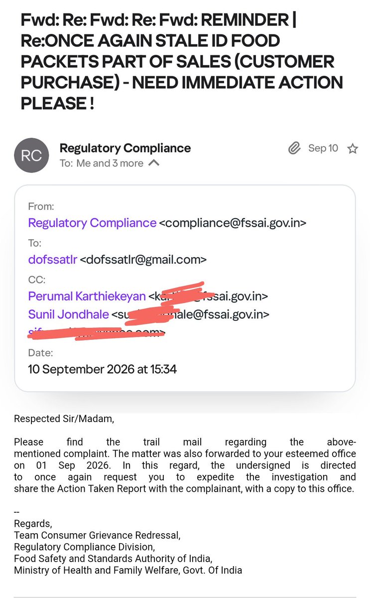 sonofchennai's tweet photo. @MoHFW_INDIA #HealthForAll @fssaiindia #FSSAI @MoHFW_INDIA what are you saying Sirs?

PFA

Did your team assist this #StaleFood matter?

#FoodSafety #FSSAIAction #FSSAIRegulations #FoodSafetyIndia #ConsumerRights #FSSAIAwareness #TnFoodSafety @JoshiPralhad @AdvocateVenkatP @PralhadJoshiOfc https://t.co/GHuFuRn8Lr