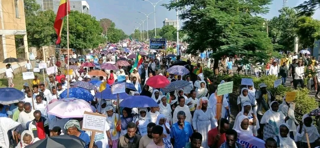 MMuhabie's tweet photo. A large number of people who came out to express their support for development, peace and the respect for the sovereignty of the country in the West Gondar Zone, Gendwuhua  town, are making their voices heard in a loud voice. https://t.co/kOGKl1WkE6