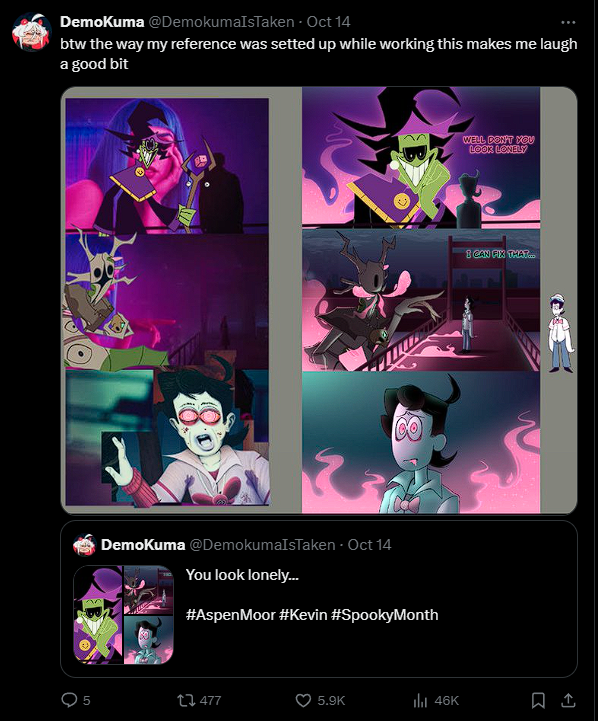DemokumaIsTaken's tweet photo. From the creators of "My WIP post got more likes than the finished piece", we give you "My quote retweet to my finished piece got more likes than my finished piece" https://t.co/RiOsEomKcP