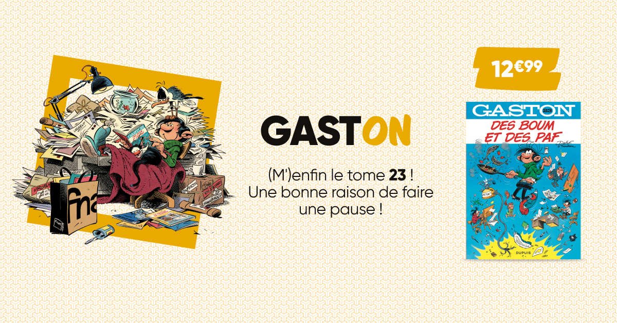 Fnac's tweet photo. #Nouveauté 📚 Gaston est de retour !

Le gaffeur le plus célèbre de la BD reprend vie avec Delaf et Lewis Trondheim. Un retour fidèle, toujours aussi drôle et bourré d'énergie (sauf quand il s'agit de travailler 😅).

Disponible dès maintenant à la Fnac 👉 https://t.co/luXstKrvf4 https://t.co/MD694OUyqR