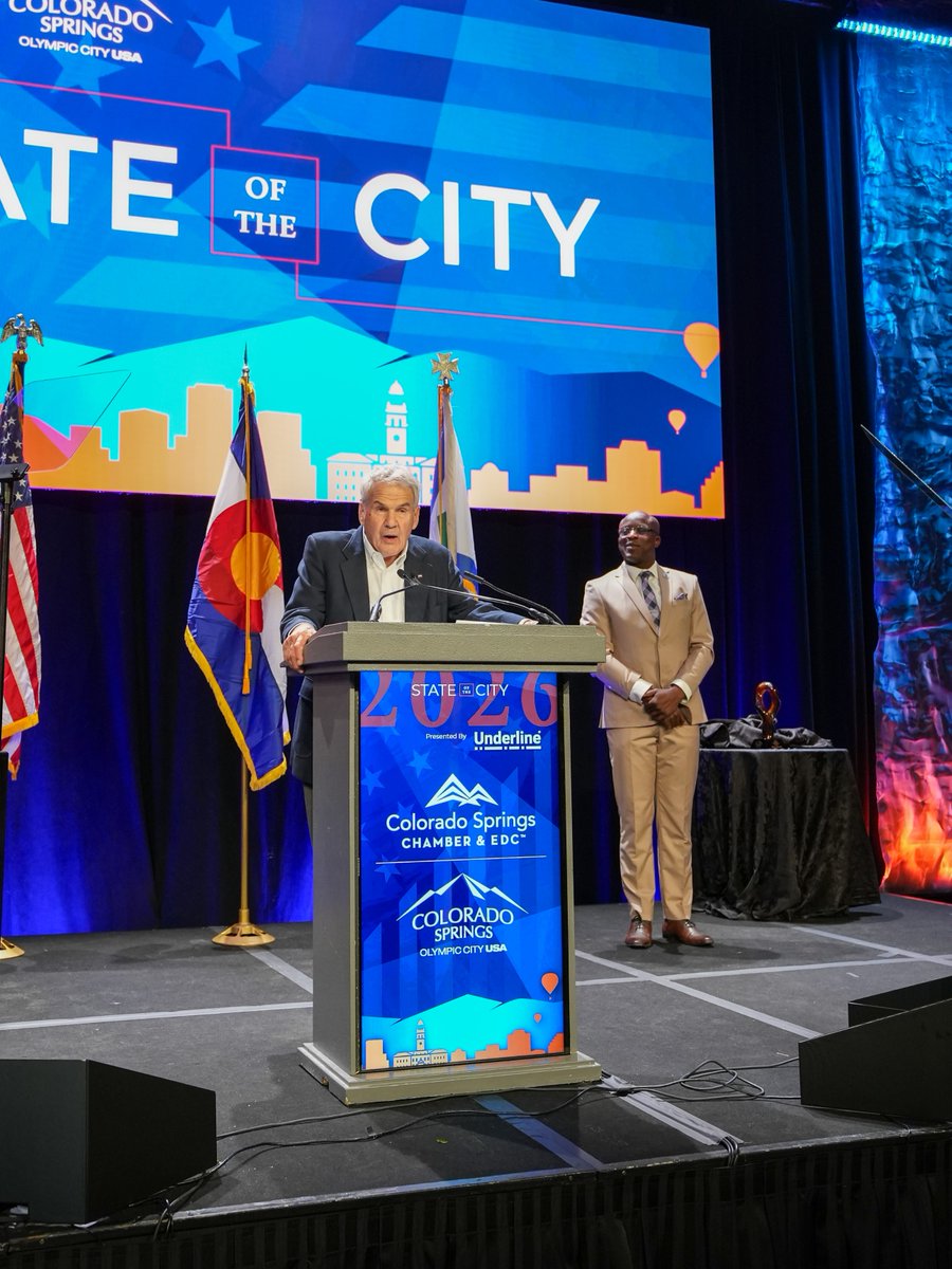 MayorofCOS's tweet photo. For more than 60 years, Steve Schuck has helped shape @cityofcos, and at the 2026 State of the City address, I had the honor of presenting him with the 2026 Mayor’s Spirit of Colorado Springs Lifetime Achievement Award! 👏

From building neighborhoods to opening doors of opportunity for thousands of students, Steve’s impact on our community extends far beyond business.

His legacy is one of generosity, service and a lifelong commitment to making Colorado Springs a better place for all.

Congratulations, Steve, and thank you for all you have done for our city!

Read more here: https://t.co/nrCI7uRmoM