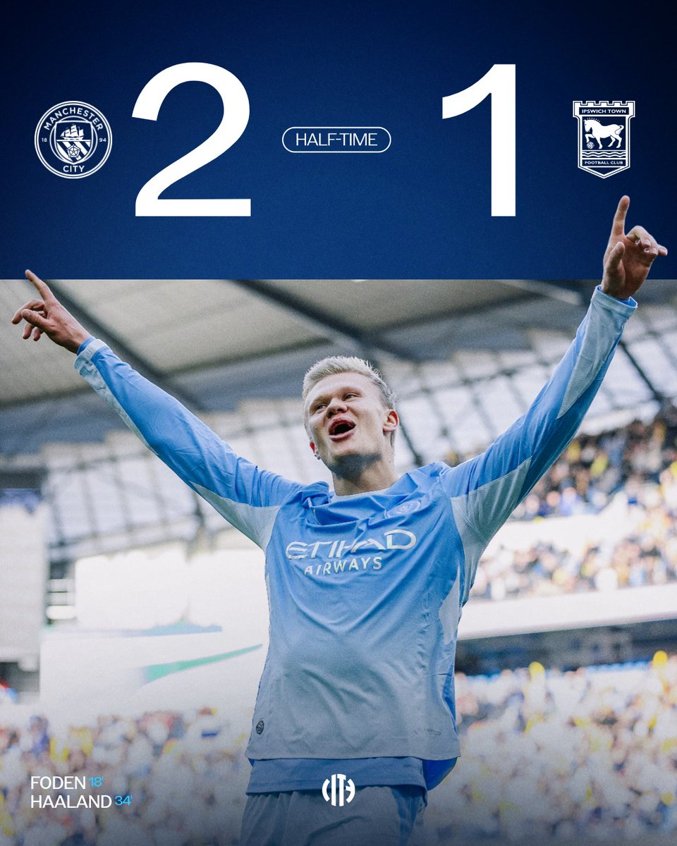 ManCity's tweet photo. Ahead at the break 💪

🩵 2-1 🚜 https://t.co/FGVZUyyYbn